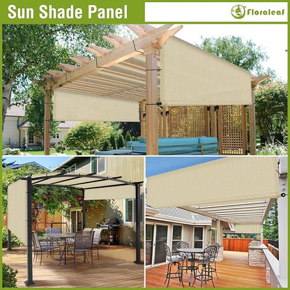 8' × 10' Pergola Shade Cover Universal Replacement Canopy Cover Outdoor Durable Fabric Sun Shade Cloth for Deck Patio Porch Backyard Gazebo with Grommets & Weighted Rods, Beige
