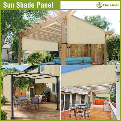 10' × 25' Pergola Shade Cover Universal Replacement Canopy Cover Outdoor Durable Fabric Sun Shade Cloth for Deck Patio Porch Backyard Gazebo with Grommets & Weighted Rods, Beige