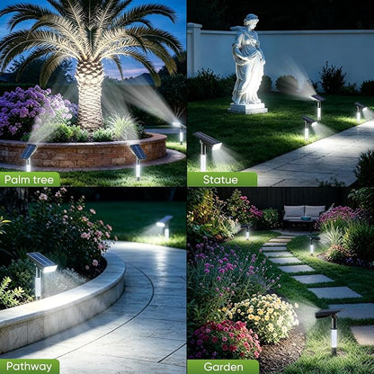 Solar Spotlights Outdoor Waterproof, 76-LED Super Bright Solar Lights Outdoor, 2 Lighting Modes Garden Lights Solar Powered for Pathway Yard Tree Statues- Cool White, 2 Pack