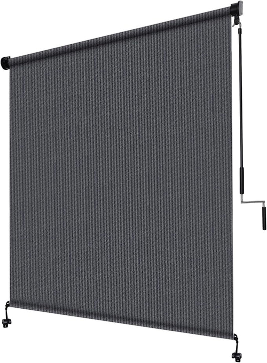 KANAGAWA Outdoor Roller Shade 5'X8' Blue Grey Exterior Cordless Patio Roll Up Shades for Outside Pergola Porch, Outdoor Blinds for Patio
