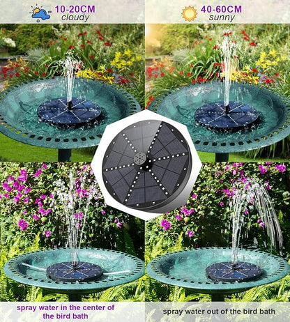 SZMP Solar Fountain 4W Bird Bath Fountains Upgraded 60 LED Lights, Built-in 4000 mAh Battery with 7 Nozzles & 4 Fixers, Solar Water Fountain for Garden, Bird Bath, Pool, Pond, Outdoor