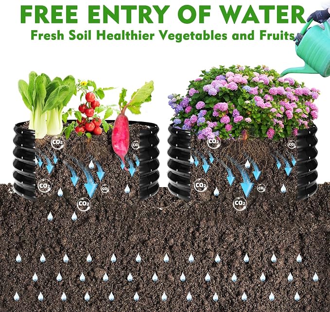 YSEJOMP 17" Tall 32" Diameter Round Raised Garden Bed Kits Outdoor Black | 1.5 FT Tall,2.7 FT Planter Bed for Flowers,Herbs,Vegetables,Trees,0.8MM Thick Galvanized Metal Painted,with Gloves,Tool free