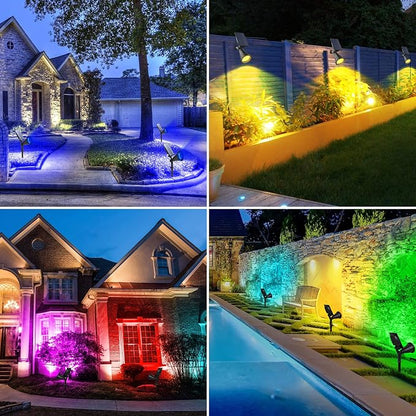 T-SUN Blue Solar Spotlights, Solar Lights Outdoor Waterproof, Auto ON/Off Adjustable Solar Garden Pond Lights for Tree, Patio, Yard, Garden, Driveway, Stairs, Pool Area (Blue- 4 Pack)