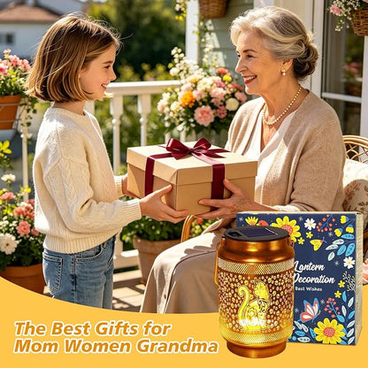 2 Pack Cat Solar Lanterns Outdoor Waterproof Solar Garden Decor, Birthday Gifts for Women Mom Grandma, Metal Hanging Lights with Shepherd Hook for Outside Yard Patio Pathway Backyard