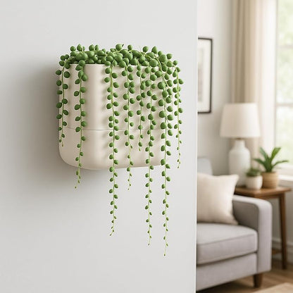 Phoenix Vine 6.5 Inch Wall Mounted Self-Watering Planter Pot for Indoor Houseplants and Herbs | Hanging Planter for Window Sills, Bathroom Walls, Home & Office Décor, Oatmeal, Set of 1, 01-C-G-1