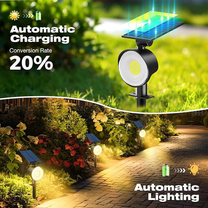 nipify 2 Pack Solar Spot Lights Outdoor Waterproof with 3 Modes, Solar Spotlight Light for Outside Yard Landscape Lighting Pathway Lights Wall,Warm White