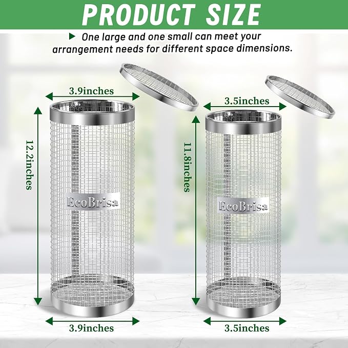 Underground Worm Composting Bin, Metal Compost Bin for Recycling Kitchen Food Waste, Outdoor Worm Compost Bin with Holes and Lid Use in Outdoor Garden Vegetable Patch Backyard (Silvery 2pcs)