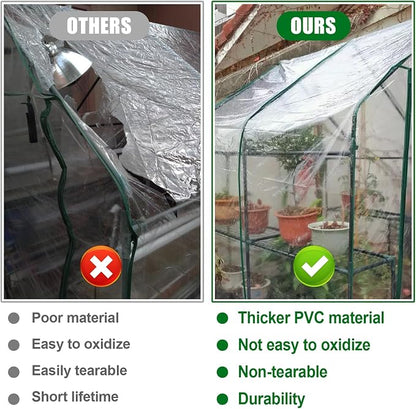 Greenhouse Replacement Cover with Roll-Up Zipper Door, 56×56×76 inch PVC Transparent Greenhouse Cover Protect Outdoor Gardening Plants from Rain Frost，Waterproof and UV Resistant(Frame Not Include)