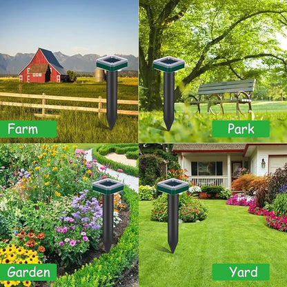Tirgo Snake Repellent for Yard Mole Repellent Solar Powered Stakes Ultrasonic Rodent Gopher Groundhog Deterrent Outdoor Waterproof Lawns Vegetable Garden Animal Pest Repeller