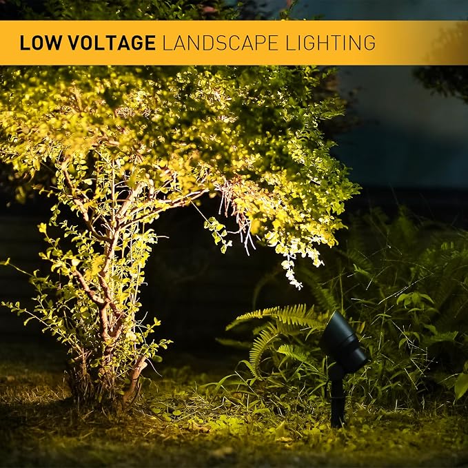 Malibu 20W Landscape Lighting Outdoor Landscape Spotlights Low Voltage 12V AC Warm White Lighting 145Lumen Waterproof for Driveway Yard Lawn Patio Walls Trees 2Pack 8301-9604