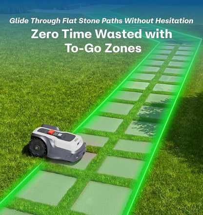 T1200Pro Wire-free Robot Lawn Mower with 24 Replacement Blades, Automatic Robot Mower for 0.37 Acre, RTK+Vision, AI Obstacle Avoidance, Adjustable Cutting Height Multi-Zone Mowing Robotic Mower
