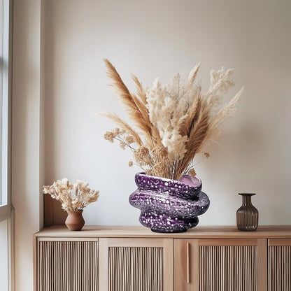 Ceramic Pots for Plants - 10.6 Inch Ceramic Plant Pots Indoor with Drainage Hole, Unique Planters for Indoor Outdoor Plants, Decorative Planter, Garden Room Decor, Housewarming Gifts, Purple