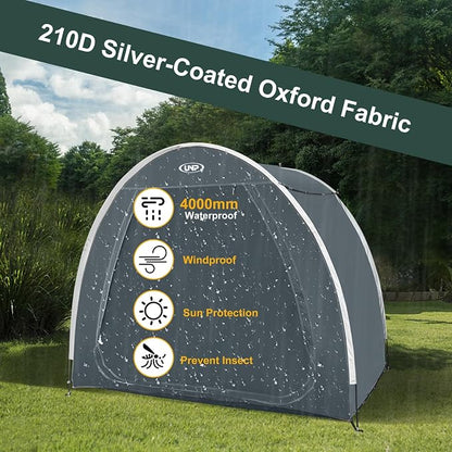 UNP Bike Storage Shed Tent, Portable Outdoor Bike Storage Tent with 210D Oxford Thick PU4000 Waterproof for 1/2/3/4 Bikes, Bike Covers Storage Shed for Bicycles, Lawn Mower, Garden Tools