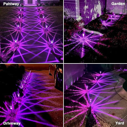 Halloween Solar Lights Outdoor 10 Pack Purple Solar Pathway Lights Outdoor Halloween Decorations Waterproof Yard Lighting for Driveway Garden Walkway Path Landscape Lawn