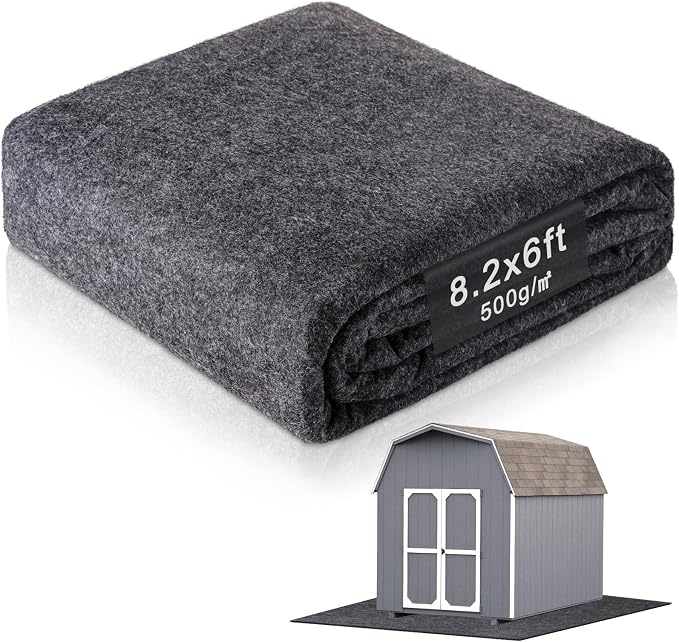 8.2 X 6 Ft Storage Shed Floor Mat—Waterproof PE Backing, 500g/㎡ Thick, Washable, Dustproof, and Anti-Slip Pad for Patio, Motorcycle, and Carport to Protect Flooring from Wear