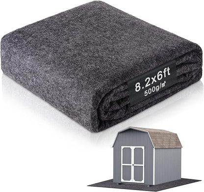 8.2 X 6 Ft Storage Shed Floor Mat—Waterproof PE Backing, 500g/㎡ Thick, Washable, Dustproof, and Anti-Slip Pad for Patio, Motorcycle, and Carport to Protect Flooring from Wear