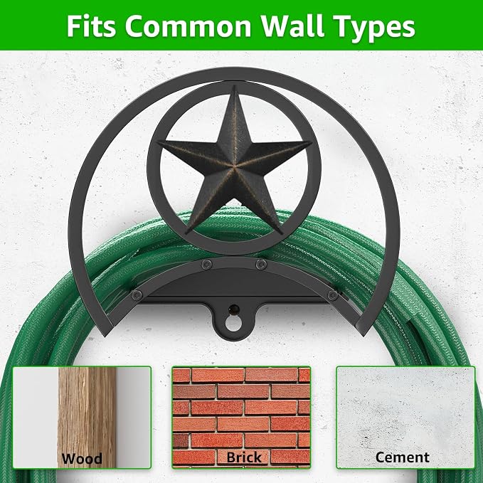 GOFORWILD Garden Hose Holder, Decorative Hose Butler Sturdy Water Hose Rack, Durable Wall Hose Hanger, Holds 125-Feet of 5/8-Inch Hose, Hose Reel, Made of Gauge Steel (9.8) …