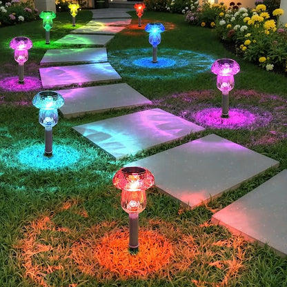 Mancra 16 Pack Solar Outdoor Lights Waterproof, Mushroom Solar Pathway Lights Color Changing Dusk to Dawn Auto On/Off Garden Decor for Yard Landscape Walkway