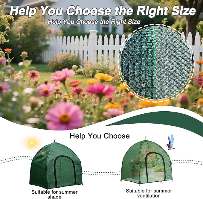 2.2*2.2FT Felt Garden Raised Bed with Plant Covers, No-Tool Growing Bed with Bug Insect Proof Mesh Plant Tents & Sun Shade, 3 Sizes Plant Protection System for Vegetables, Fruits & Flowers