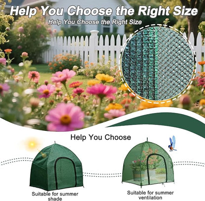 2.2*2.2FT Felt Garden Raised Bed with Plant Covers, No-Tool Growing Bed with Bug Insect Proof Mesh Plant Tents & Sun Shade, 3 Sizes Plant Protection System for Vegetables, Fruits & Flowers