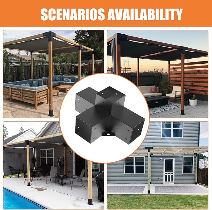 Woodworks Pergola pergola Brackets 4-Way Right Angle Corner Bracket DIY Elevated Wood Stand 2PACK with Screws for 4x4 (Actual: 3.5x3.5 Inch) Lumber Pergola Gazebo