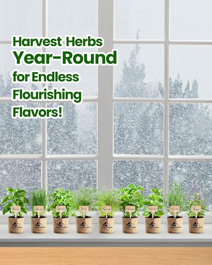Gift for Women, Mom, Her – 9 Herb Indoor Window Garden Kit | Complete Herb Seeds Starter Set with Pots, Soil, Tools & Markers | Heirloom Herbs | Birthday, Housewarming, New Home, Mother's Day