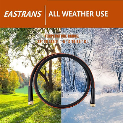 EASTRANS Female to Female Garden Hose 15 ft x 5/8", Heavy Duty Short Water Hose with 3/4" Solid Brass Connector, Flexible, Lightweight, Black & Orange