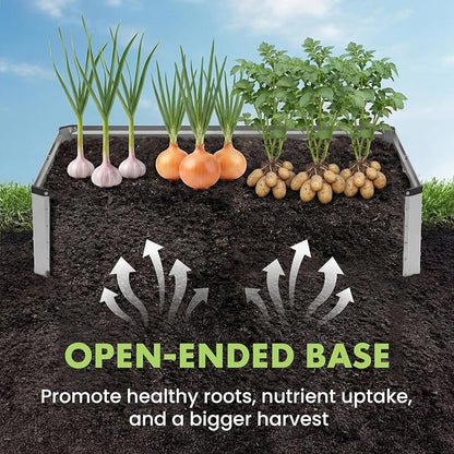 DUMOS Galvanized Raised Garden Bed Outdoor, 8x4x2ft Raised Metal Planter Box, Rust-Resistant Steel Garden Planter, Rectangular Gardening Flower Bed for Vegetables Flowers Herbs, Open Bottom