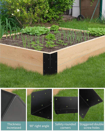 12 Pcs 11" x 3" x 3" Metal Raised Garden Bed Corner Brackets | Rust-Resistant Raised Bed Corner Brackets for 12"-24" Wood Planter Box, Flower Beds, Vegetable Gardens, Furniture & Sand Box
