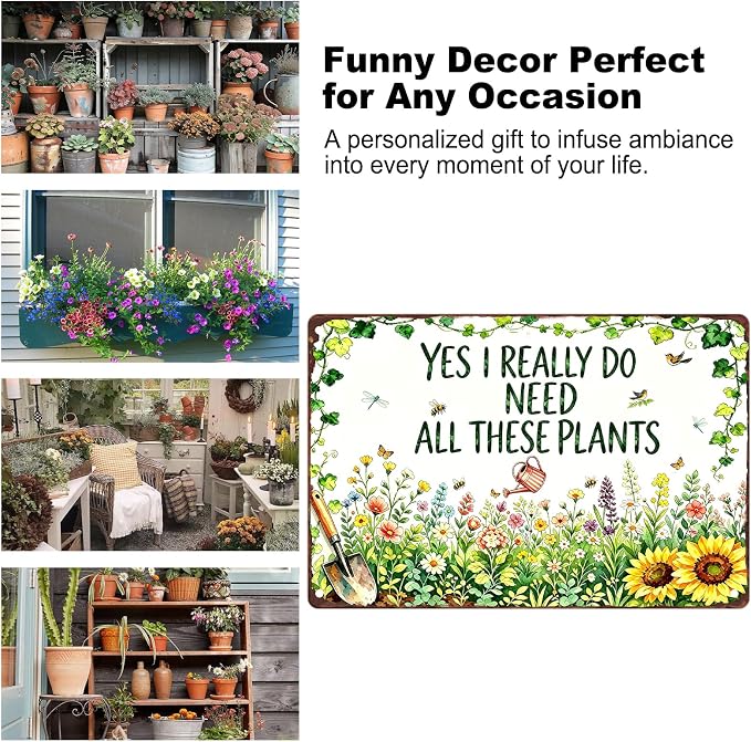 Garden Decor for Outside Gardening Gifts for Women Outdoor Patio Decor | Garden Signs for Outside Greenhouse Yard Whimsical House Decor Vintage Metal Wall Art Plant Lovers Gifts for Mom Wife Grandma