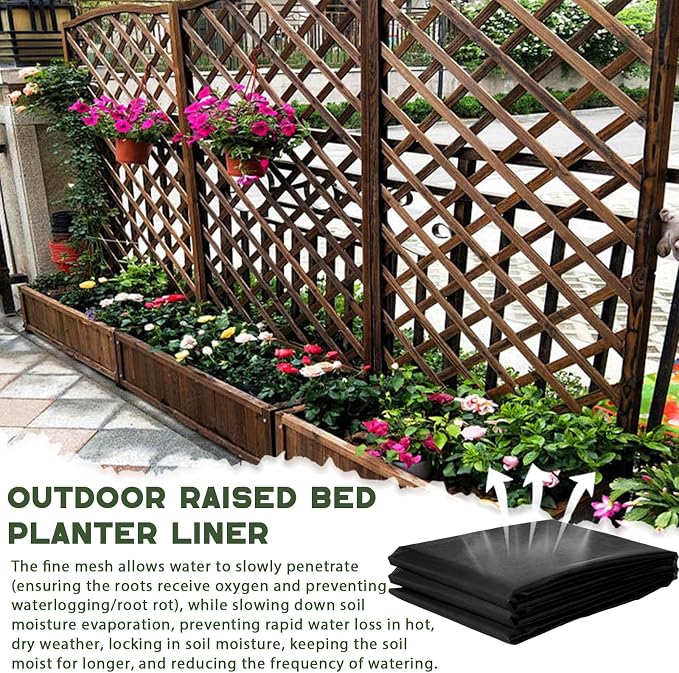 63 * 83 inch Raised Garden Bed Liner, Non Woven Fabric Liner for Large Veg Trough, Keeps Soil Contained and Water Drained