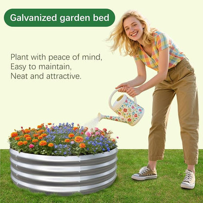 Galvanized Garden Bed Kit for Vegetables/Herbs/Flowers, Raised Planter Box, Outdoor, 3x3x1 ft, Silver