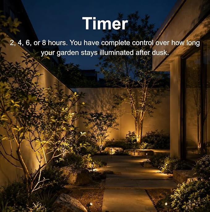 ZYAN Landscape Spotlights with Timer, Dimmable, Auto On Off, IP65 Waterproof Uplight for Yard Garden Pathway, Low Voltage Plug and Play, Warm White (4 Pack)