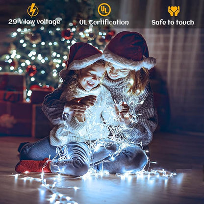 132ft Icicle Lights for Outside, 1280 LED White Christmas Lights Outdoor with 240 Twinkle Drops, 8 Modes Plug in Waterproof Timer Memory for Tree Wedding Party House Patio Eave Yard Holiday Decoration
