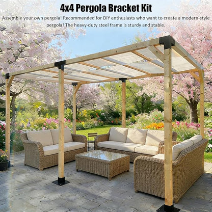 2PC 3-Way Pergola Bracket Kit, Pergola Kits to Build Yourself | 4x4 Corner Brackets for Wood for Wood Beams, Corner Brackets for Do It Yourself Pergola Kits Outdoor Gazebo Patio Log Cabin