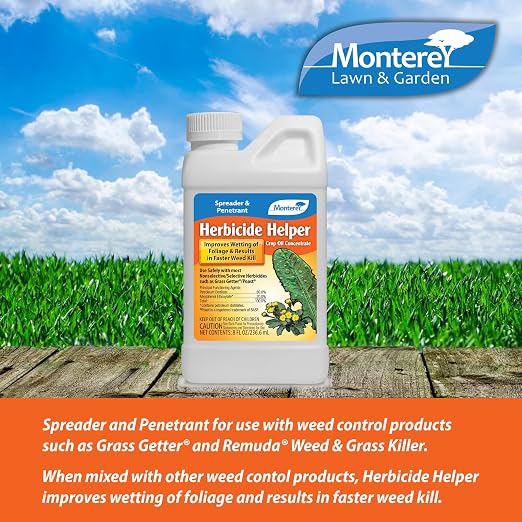 Monterey Herbicide Helper Crop Oil Concentrate Bundled with Measuring Spoon – Spreader & Penetrant for Faster Weed Kill – Improves Wetting of Foliage – 8 oz