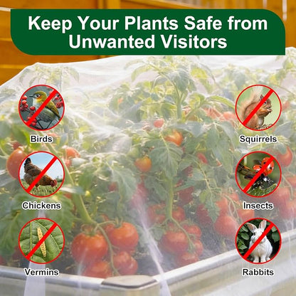 2 Pack Garden Netting for 4x2FT Raised Beds, Ultra-Fine Mesh Plant Covers with Drawstring, Bird, Pest & Small Animal Barrier for Vegetables, Fruits & Flowers