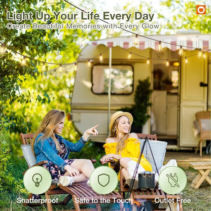 addlon 204FT(2 Pack*102FT) Solar String Lights Waterproof, Patio Lights Solar Powered with Remote & USB Port, 3 Lighting Modes 60+4 LED Shatterproof Bulbs Outdoor Light for Camping Backyard Garden