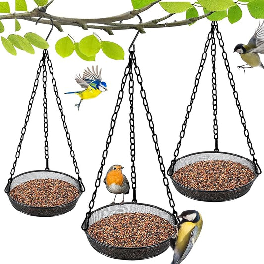 Bird Feeder, Hanging Bird Feeders for Outdoors Metal Mesh Birdfeeder Tray | 3 Pack Original Bird Feeder Tray, Bird Feeder for Outside Hanging Metal Mesh Platform