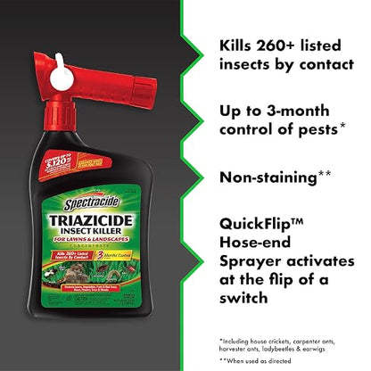 Spectracide Triazicide Insect Killer For Lawns & Landscapes Concentrate, Ready-to-Spray, 32-Ounce, 6-Pack