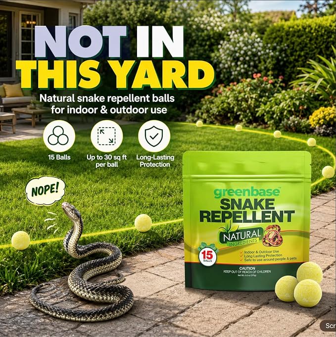 Snake Repellent for Yard Powerful Pet Safe,Moth Balls for Home Lawn Garden Camping Fishing Home to Repels Snakes and Other Pests - 15 Pack