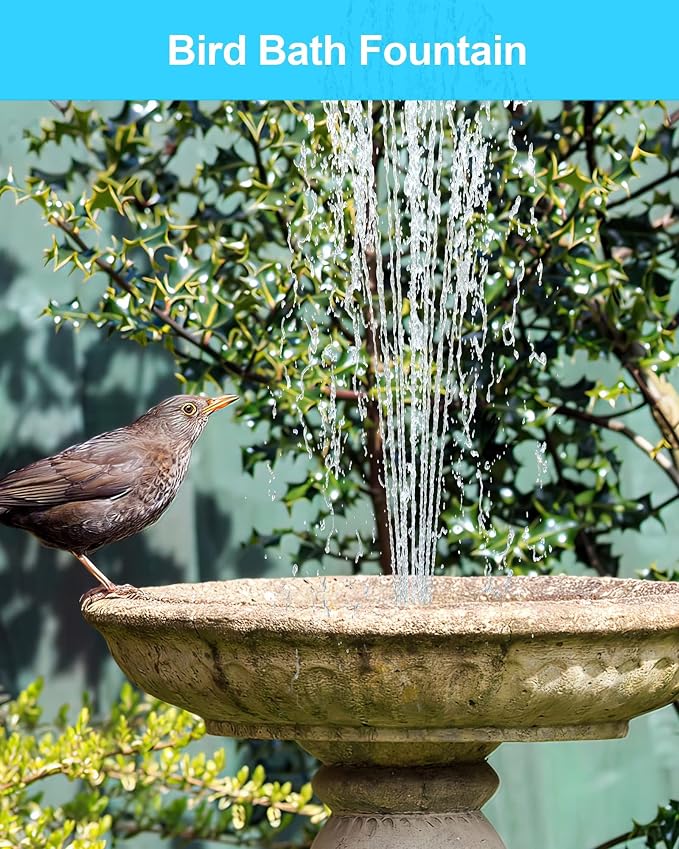 Biling Solar Water Fountain for Bird Bath, 3.5W Solar Water Pump Outdoor with 10ft Cable, 4ft Tubing, Solar Pond Pump for BirdBath, Garden Small Ponds (Need Direct Sunlight)