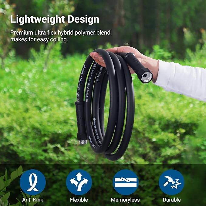 DEWENWILS Garden Hose 10 ft x 5/8", Water Hose with Swivel Handle, Heavy Duty, Lightweight, Flexible Hose for Plants, Car, Yard, 3/4 Inch Solid Fittings, Drinking Water Safe