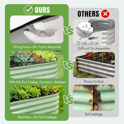 INNO STAGE Galvanized Raised Garden Bed Kits, 4x2x1.4FT Metal Raised Beds Outdoor for Gardening, 17'' Tall Large Steel Raised Planter Bed for Vegetables, Flowers Patio Ground Planter Box (Green, 2Pcs)