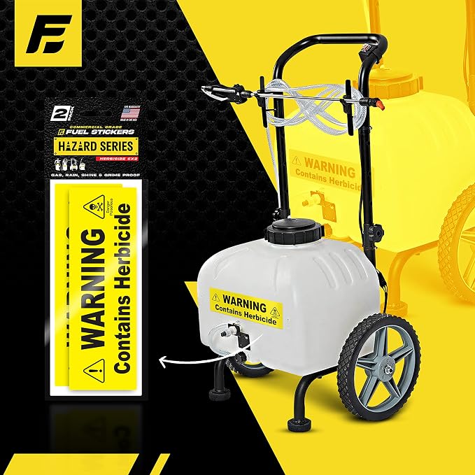 Herbicide Sticker - Warning Label Signage for Pump and Garden Sprayers: Weather and Fade Resistant, Extreme Stick, Commercial Grade, Herbicide Labels - USA Made (10 Labels)