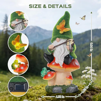 Solar Gnomes Garden Statue Decor for Mother's Father's Day,Gnome Figurines with LED Light for Garden Decorations for Patio Lawn Balcony Garden Housewarming Gifts for Women Mom Grandma