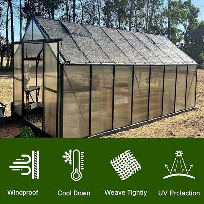 LOVE STORY 10x20FT 90% Black Garden Shade Cloth, Sun Shade Cover Net Mesh Tarp with Grommets, Sunblock Net for Garden,Greenhouse,Plants and Patio