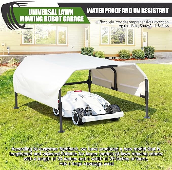 Robot Mower Garage, Rainproof UV-Proof Shelter for All Mowers | Thickened 600D Oxford fabric | Rust-proof steel frame | 35.5×29×17in | Fits Lymow, Segway, Mammotion, Husqvarna, WORX & more
