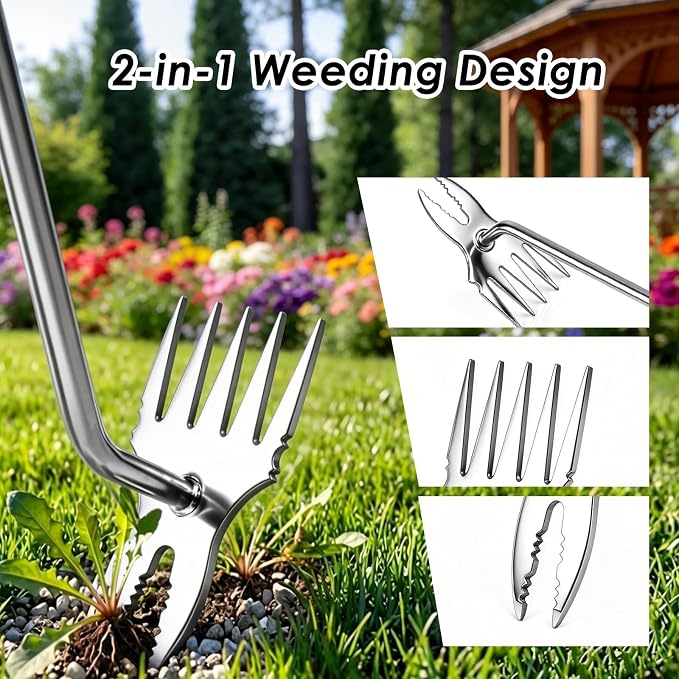 Ocean Pearl Weed Puller Tool, Weed Puller Hand Weeding Tool, Weeder Tool, Weed Remover Tool for Garden Tools & Gardening Hand Tools, Manual Dandelion Root Remover, Ergonomic Handle for Lawn Yard