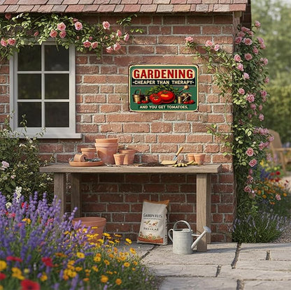 Smilelife Plants Gifts Gardening Cheaper Than Therapy Vintage Tin Sign for Garden Patio Porch Yard She Shed Decor 8x12 Inch(3946)